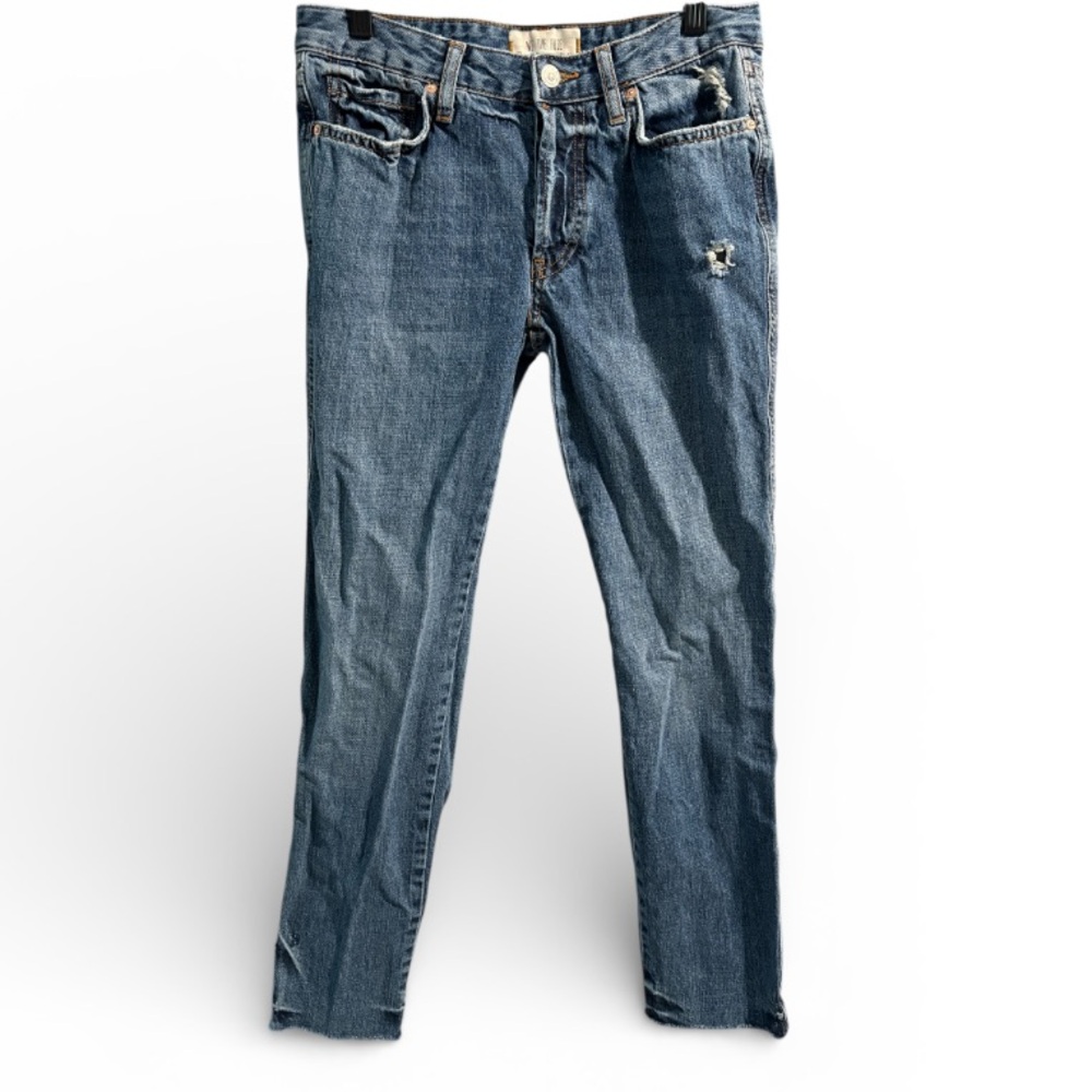 We The Free Distressed Skinny Jeans Blue Medium Wash Raw Hem Size 24